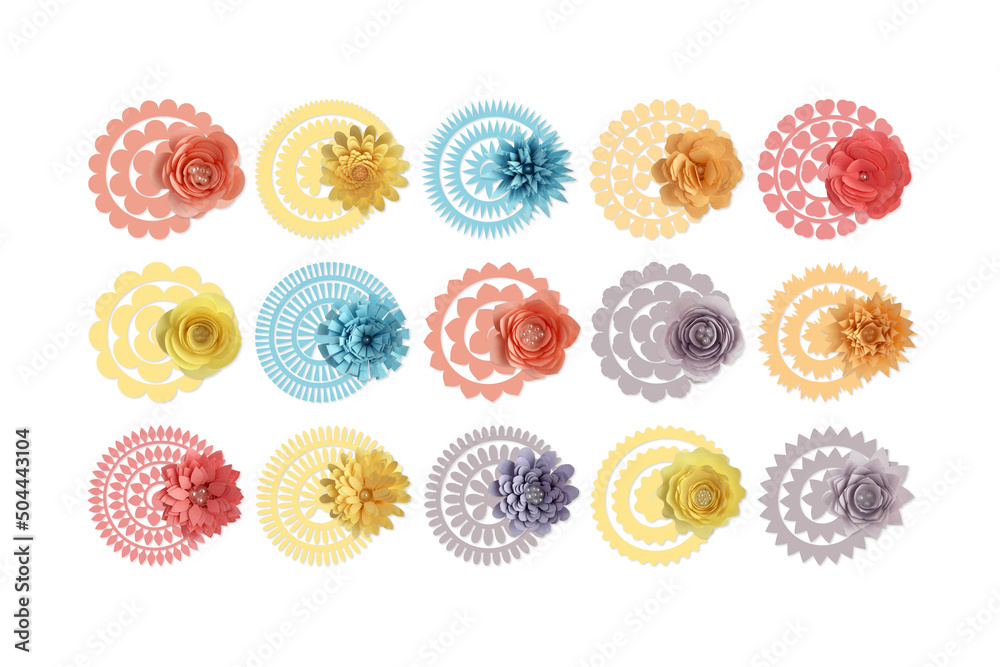 Rolled Flowers Paper flower 3d Rose template Wedding Birthday party decoration DIY