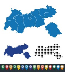 Canvas Print - Set maps of Tyrol province