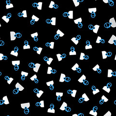 Sticker - Line Sailor captain icon isolated seamless pattern on black background. Vector