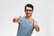 © SHOTPRIME STUDIO - portrait man in blue t-shirt glasses for vision isolated background