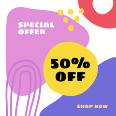 Wall Mural - special offer trendy editable square art template for social media posts, banners, and web internet 