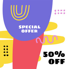 Wall Mural - special offer trendy editable square art template for social media posts, banners, and web internet 