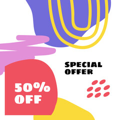 Wall Mural - special offer trendy editable square art template for social media posts, banners, and web internet 