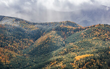 Autumn Mountains Covered With First Snow