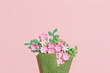 Paper Craft Bouquet Flower On Pink Background