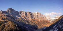 Panoramic Mountain Range In The Alps