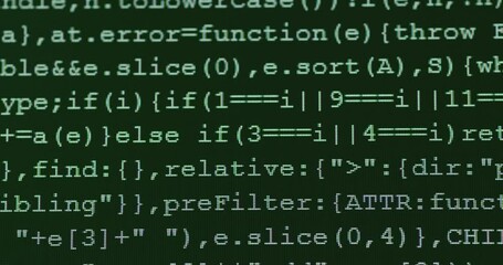 Aufkleber - 4K Close up shot programming tag code on PC Monitor scroll down. Background concept for programming and coding web development.