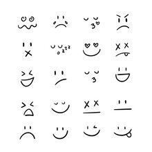 Vector Hand Drawn Smiley Faces