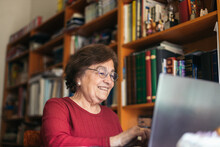 Old Woman Using Computer
