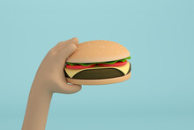 Cartoon Hand Holding A Burger