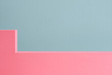 Pink Podium On Light Blue Paper Background