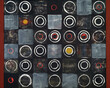 © Clive Watts/Stocksy - An abstract painting; a grid of stamped circles on a dark background