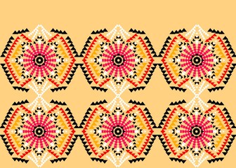 Wall Mural - Native American African Indian Ikat Tribal Fabric Pattern Art Print Wallpaper Abstract Background