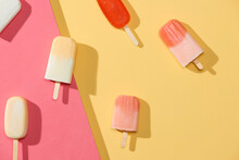 Ice-cream On Pink And Yellow Background
