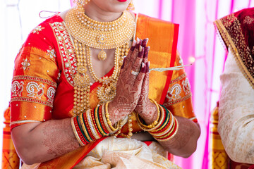 South Indian bride's wearing her jewellery 