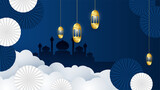 Fototapeta  - Realistic 3d Design arabian gold vintage lantern.