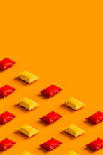 3d Render Of Orange And Red Chips Packages With No Label.