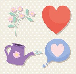 Poster - flowers and hearts set