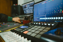 Music Producer Working In The Studio