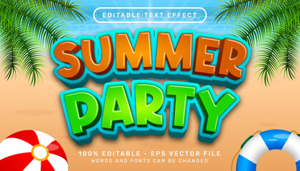Poster - summer party 3d editable text effect and sea landscape background