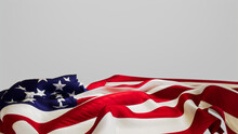 Authentic Banner For Memorial Day With US Flag, Isolated On White Background With Copy-Space.