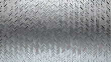 3D, Silver Wall Background With Tiles. Luxurious, Tile Wallpaper With Polished, Herringbone Blocks. 3D Render