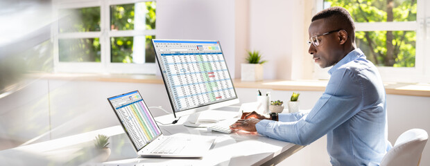 Poster - Businessman Analyzing Data On Computer