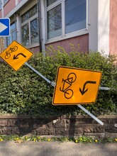 Broken Yellow Road Signs