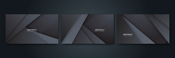 Wall Mural - set of realistic abstract metalic dark grey design background