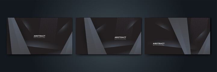 Wall Mural - set of realistic abstract metalic dark grey design background