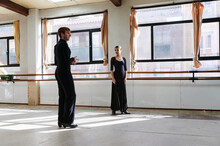Young Flamenco Dancers Standing In A Studio