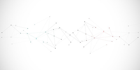 Fototapete - Abstract background and geometric pattern with connecting the dots and lines. Networking concept, internet connection and global communication