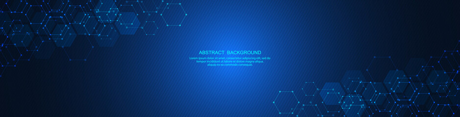 Abstract tech background and geometric pattern with hexagons for banner design or header