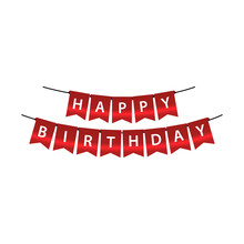 Red Happy Birthday Banner Bunting Design Vector