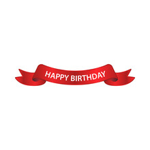 Red Happy Birthday Banner Design Vector