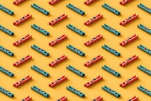 Isometric Pattern Of Colorful Clothespins