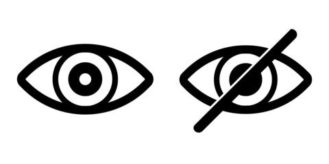 Eye icons. See and not see the symbol. Isolated on a white background. Vector illustration eps10