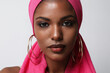 © face_reader_img - Close-up of gorgeous African American woman with traditional colorful turban.