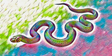 Water Color Black Mamba Illustration Snake Watercolor