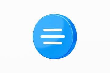 Fototapete - Blue 3d chat message icon isolated on white background of conversation dialog speak bubble sign or blank messenger button social chatting text symbol and sms notification talk communication template.