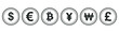 Set of money currency symbol. Outline exchange icon vector illustration.