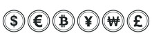 Set Of Money Currency Symbol. Outline Exchange Icon Vector Illustration.