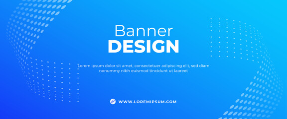 Wall Mural - Horizontal modern blue banner template with copy space. Flat vector design