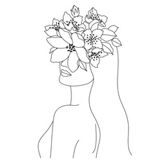 Wall Mural - beautiful woman with flowers on head