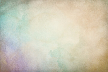 Wall Mural - vintage watercolor clouds and sky background. pastel pluffy colorful pastel sky paint stain on rough
