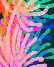 Rainbow Colored Abstract Botanical Illustration