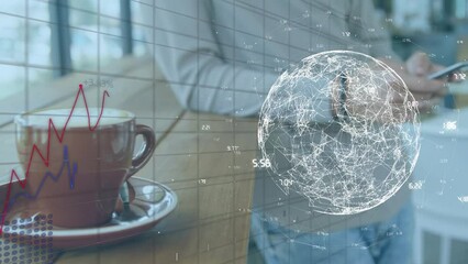 Poster - Animation of globe with network of connections over smart phone