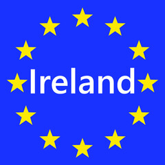 Wall Mural - flag of european union with ireland. eu flag. country border sign of the of ireland. vector illustra