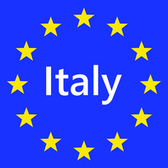 Wall Mural - flag of european union with italy. eu flag. country border sign of the of italy. vector illustration