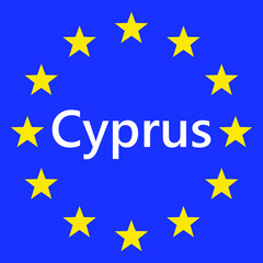 Wall Mural - flag of european union with cyprus. eu flag. country border sign of the of cyprus. vector illustrati